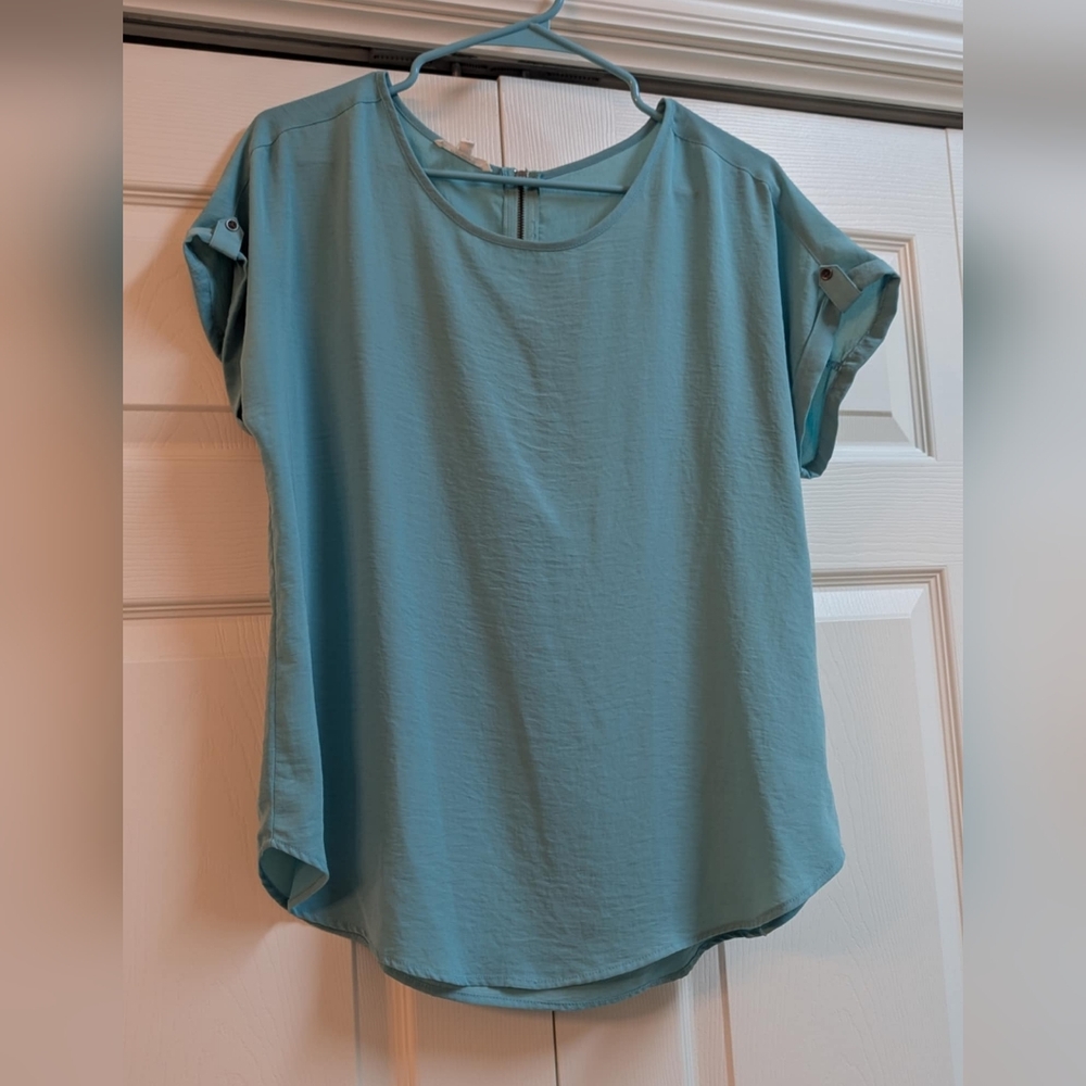 Maurices Teal Short Sleeve Blouse